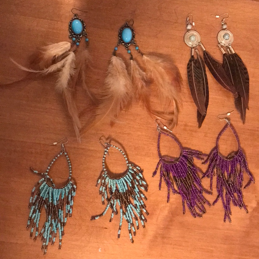4 pair boho dangle earring bundle